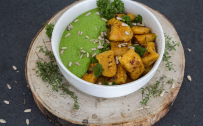 Gnocchis de carottes et pommes de terre au pesto d’épinard et de persil