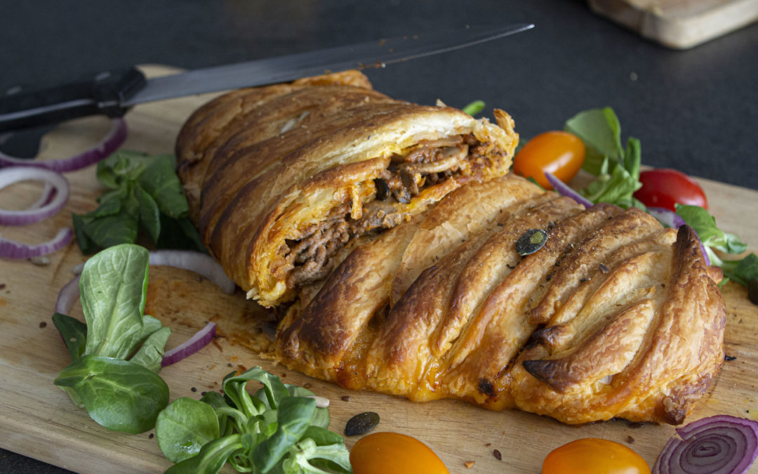 Feuilleté viande hachée, cheddar et champignons