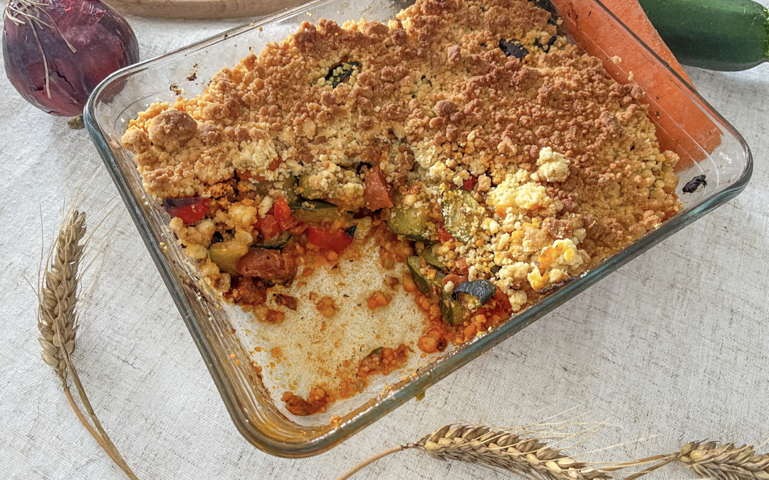 Crumble de légumes d’été au chorizo
