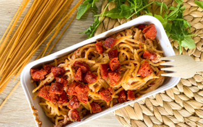 Spaghetti à la crème ricotta, tomates séchées et chorizo 